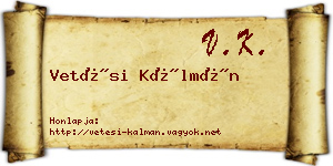 Vetési Kálmán névjegykártya
